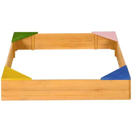 Outsunny Kids Wooden Sand Pit with Four Seats