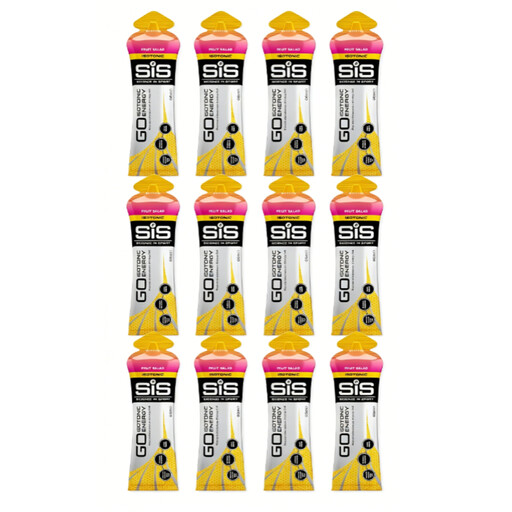 Science in Sport GO Isotonic Fruit Salad gels, twelve 60 ml packs