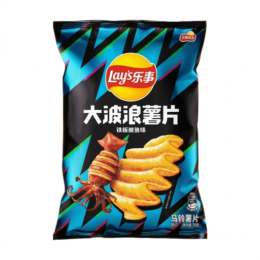 Paquet de chips Lay's Crinkle Cut saveur calmar grillé, 70 g