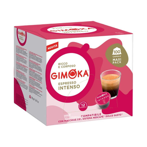 Pack of 100 GIMOKA Espresso Intenso capsules, compatible with Dolce Gusto