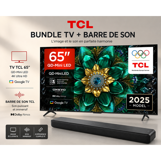 TCL 65Q6C TV Gaming 65-inch 4K QD-MiniLED 144 Hz + Soundbar