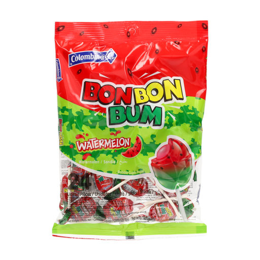 Colombina Bon Bon Bum Lollipops with Chewing Gum Watermelon 408g