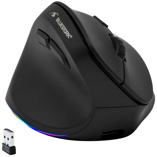 Ergonomic Mouse Left-Handed-4800DPI-Wireless Rechargeable-RGB