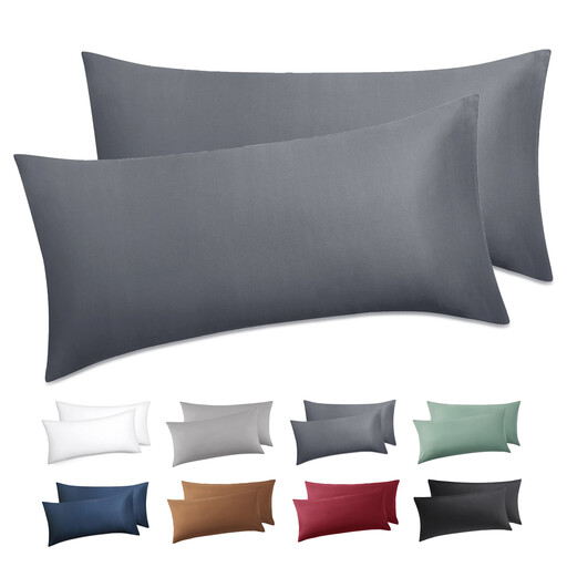 Kissenbezug 80x80 2er Set - 90% Baumwolle, Anthrazit
