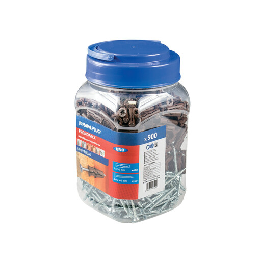 RAWLPLUG Brown UNO Plugs & Screws in Jar