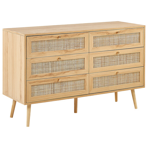 Beliani PEROTE Rattan 6-Drawer Chest