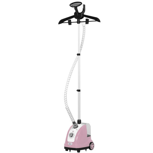 HOMCOM vertical garment steamer, 1,4 L tank, pink and black