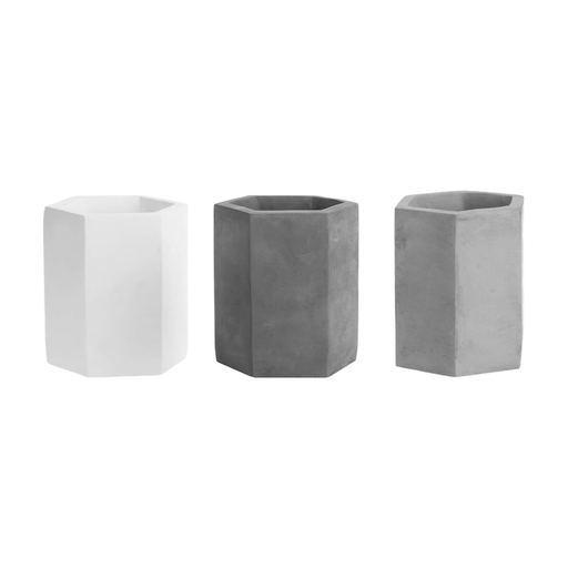 MyGift Set of 3 Hexagonal Cement Pen Holders
