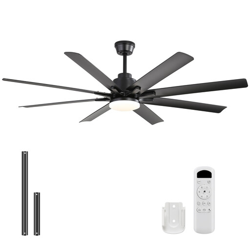 Sofucor 52K138 52inch Downrod Black ceiling fan Light