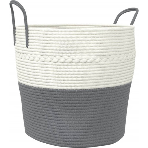 vidaXL Cotton Storage Basket - Grey and White, 43 x 38 cm