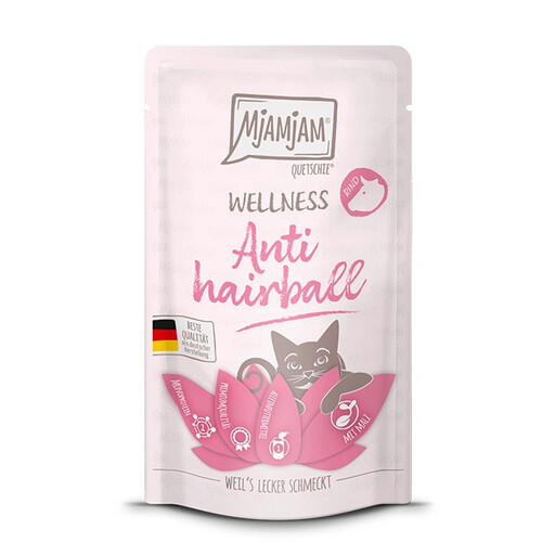 Wet food for cats MjAMJAM anti-hairball in a squeeze pouch