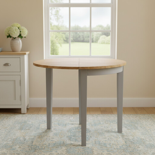 Dining & Console Table Altona Round/Half Moon Extendable Grey/Oak