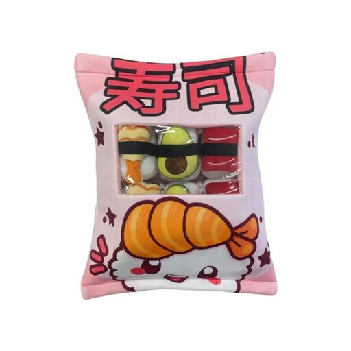 Coussin Kawaii WT&T + 6 Mini Peluches Sushi