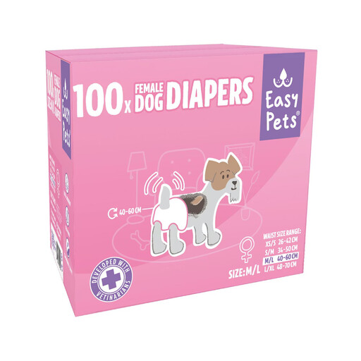 EasyPets Dog Diapers for Female Dogs, Size M/L, 100 Count