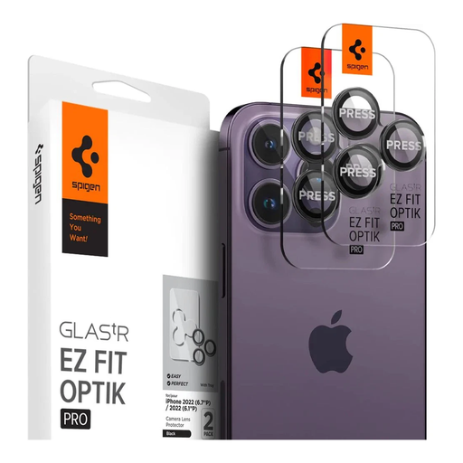 Spigen Glas.tR EZ Fit Optik Camera Protector for iPhone 14 Pro / Pro Max / 15 Pro / Pro Max / 16 Pro / Pro Max 17 Pro / 17 Pro Max - Black 2 pcs.