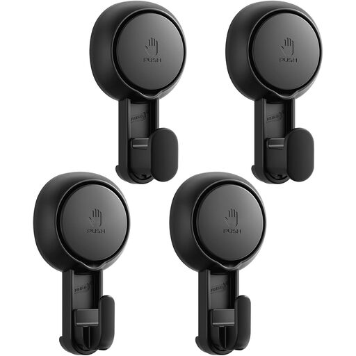 TAILI 4 Pack 360° Rotatable Powerful Suction Cup Shower Hooks
