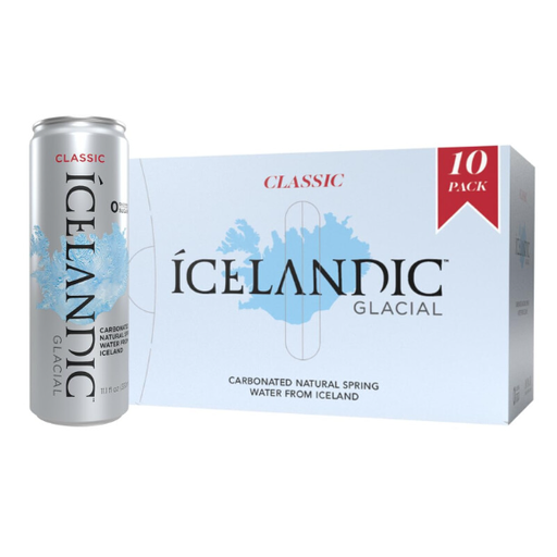 ICELANDIC GLACIAL Classic Sparkling Mineral Water, 10 × 330ml cans