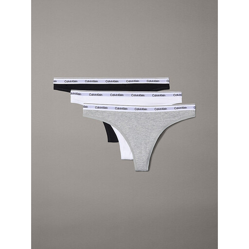 Calvin Klein Underwear Thong 3-Pack Icon Logo Black / White / Grey heather Women XL