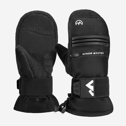 OutdoorMaster 3M & KEVLAR Waterproof Adults Ski Mittens Black L