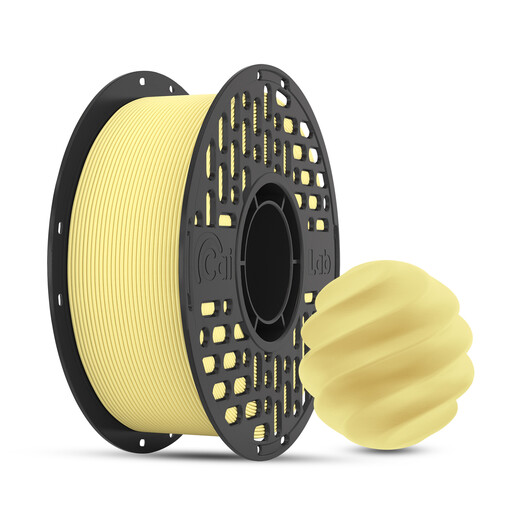 A yellow spool of CAILAB Matte PLA 3D printer filament