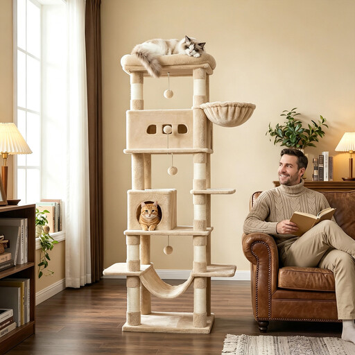 212.5 cm tall cat tree with eight sisal posts