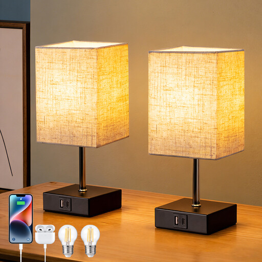 Dewenwils Edishine LED Touch Dimmable Nightstand Lamp, 2-Pack