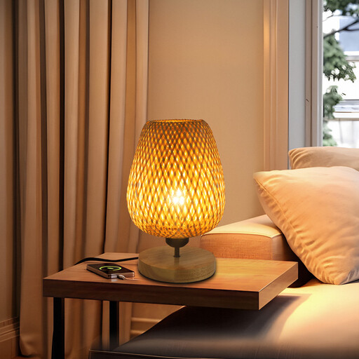 Pheashine Woven Bamboo Table Lamp