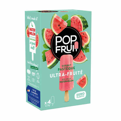 POP FRUIT Watermelon Popsicles, 4 Count, 280 g