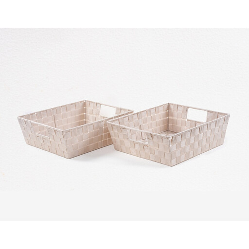 Set of 2 PP Woven Strap Shelf Tote