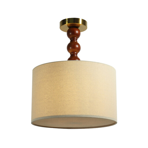 Lameke Wood and Gold Ceiling Light with Fabric Shade