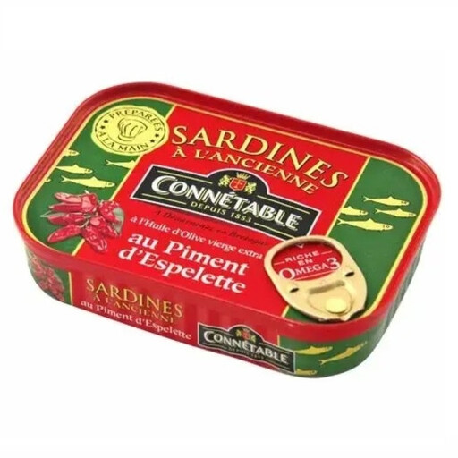 Tin of Connétable sardines in olive oil with Espelette pepper, 115 g