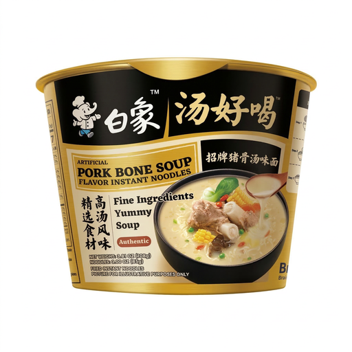 Baixiang Instant Noodles Pork Bone Soup Flavour Bowl 108 g