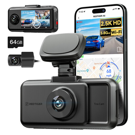 REDTIGER A6 3 Channel Dash Cam