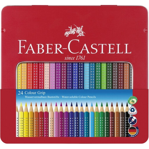 Faber-Castell Grip 2001 Colored Pencils Set - 24pcs, Assorted Colors