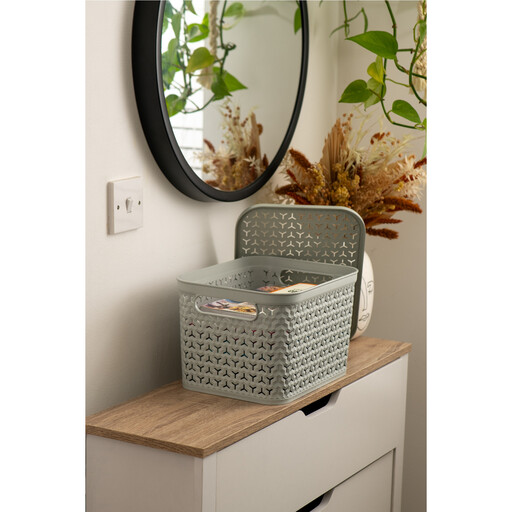 Strata Urban Storage Basket and Lid 14L Cool Grey