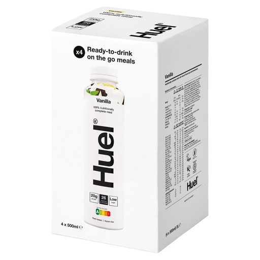 Huel Ready-to-Drink Complete Meal Vanilla, 4 × 500ml bottles