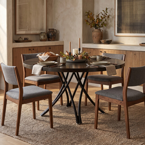 Round Dining Table for 4-6 Seater 120cm Dining Tables Modern Kitchen Table Cross Legs Design