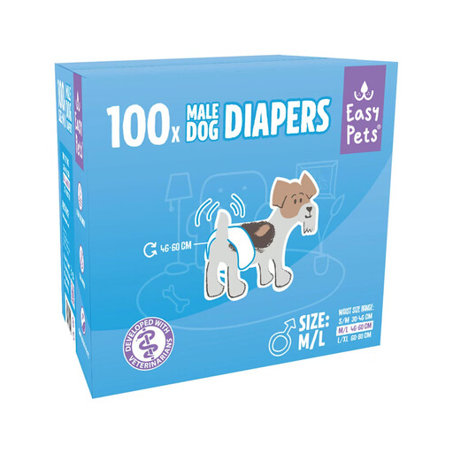 Easypets Male Dog Diapers M/L 100pcs