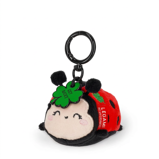 Mini Red Black Plush Ladybug Keyring