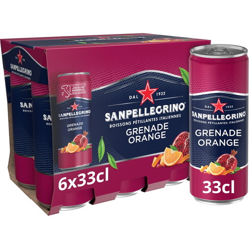 SAN PELLEGRINO Pomegranate & Orange Slim Can Pack 6x330 ml