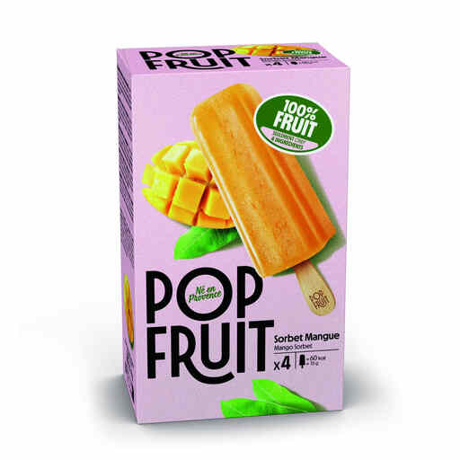 POP FRUIT, 100% mango sorbet lollies, x4, 280 g