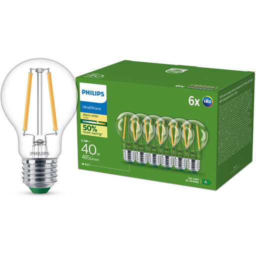 Philips UltraEfficient LED Bulb, Transparent - 40W