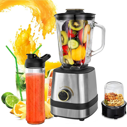 800 W 3-in-1 food processor blender with bottle and chopper bowl