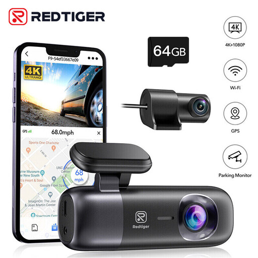 REDTIGER F9 Dash Cam 4K Front and Rear 1080P