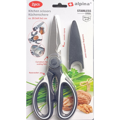 Alpina Kitchen Scissors - 20.5cm, Black Metal
