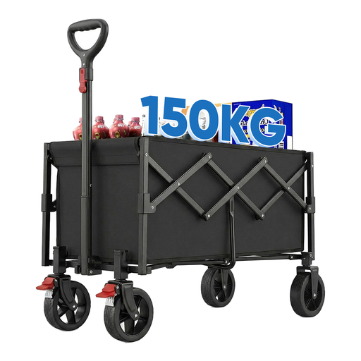 Small Foldable Off-Road Handcart, 80 L 100 kg, With Brakes, Halved Own Weight, Black