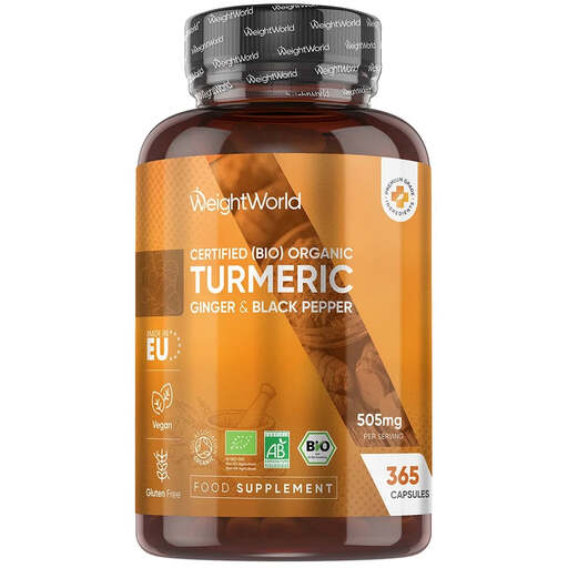 WeightWorld Organic Turmeric with Organic Black pepper and Organic Ginger 505 mg 365 Capsules