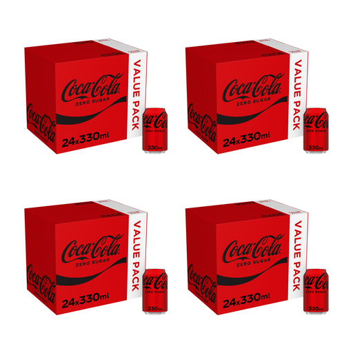 Coca-Cola Zero Sugar four cases of 24 × 330ml cans