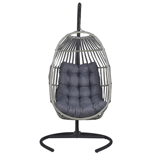 Beliani PE Rattan Hanging Chair with Stand SESIA