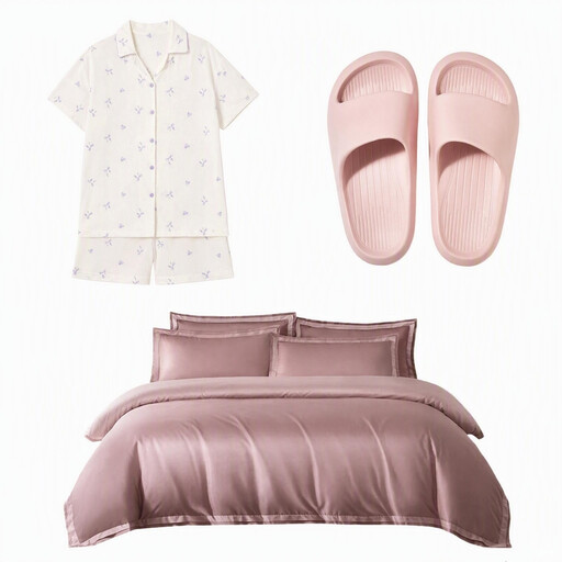 Purcotton women’s pyjama set with slippers and bed linen